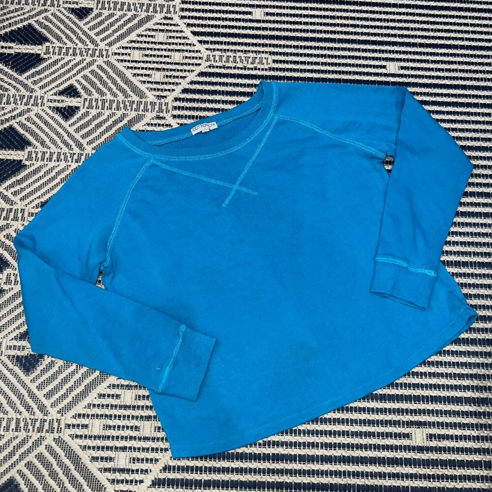 Cotton On Blue Long Sleeve Baseball Lightweight Pullover Sweatshirt